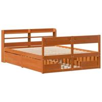 Bedframe zonder matras massief grenenhout wasbruin 135x190 cm - thumbnail