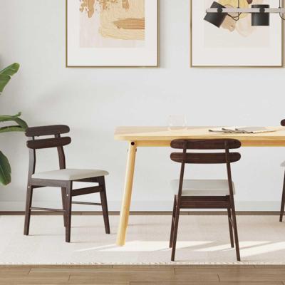 Eetkamerstoel 2 pcs Lichtbruin en Licht Massief Rubberhout