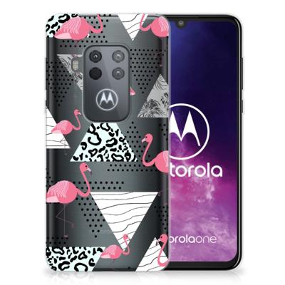 Motorola One Zoom | TPU Hoesje | Flamingo Triangle