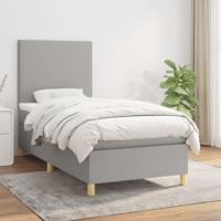 Boxspring met matras stof lichtgrijs 90x190 cm - thumbnail