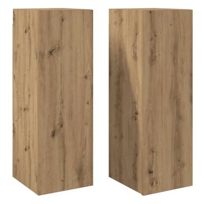 Tv-meubelen 2 st 30,5x30x90 cm bewerkt hout artisanaal eiken Tv-meubelen 2 st 30,5x30x90 cm bewerkt hout artisanaal eiken