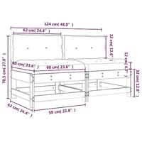 Middenbanken met kussens 2 st massief grenenhout grijs - thumbnail