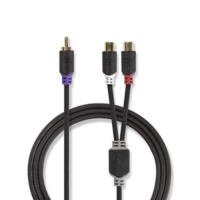 Subwooferkabel | RCA male - 2x RCA female | 0,2 m | Antraciet
