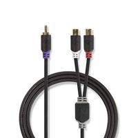 Subwooferkabel | RCA male - 2x RCA female | 0,2 m | Antraciet - thumbnail