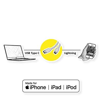 ROLINE USB type C Sync & Charge kabel voor Apple apparaten met 8pin-Connector, wit, 1 m