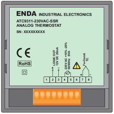 Enda ATC9311-FE-400-230-SSR Temperatuurregelaar J 0 tot +400 °C SSR (l x b x h) 50 x 96 x 96 mm