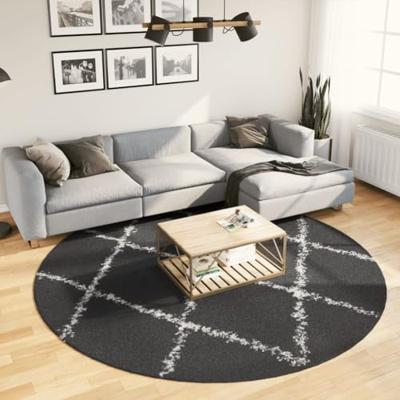 VidaXL Vloerkleed pamplona shaggy hoogpolig ø 240 cm zwart en crème VidaXL Vloerkleed pamplona shaggy hoogpolig ø 240 cm zwart en crème