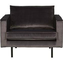 WOOOD Fauteuil 'Rodeo' Velvet, kleur Antraciet