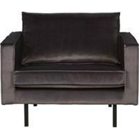 WOOOD Fauteuil 'Rodeo' Velvet, kleur Antraciet - thumbnail