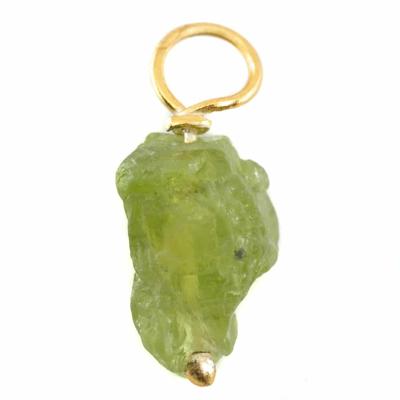 Ruwe Edelsteen Hanger Peridoot 925 Zilver & Verguld (8 - 12 mm)