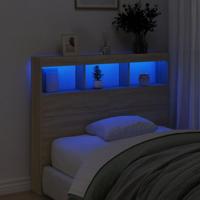Hoofdbordkast met LED-verlichting 120x17x102 cm sonoma eiken - thumbnail