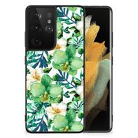 Samsung Galaxy S21 Ultra Bloemen Hoesje Orchidee Groen - thumbnail