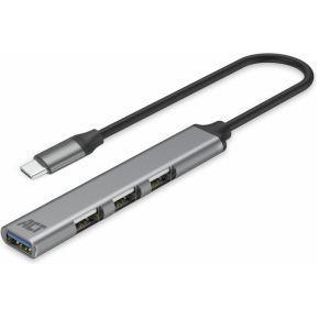 ACT Connectivity USB-C hub, 3x USB-A 2.0 en 1x USB-A 3.0 usb-hub