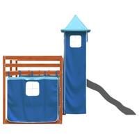 Stapelbed met glijbaan en gordijnen blauw 90x200 cm - thumbnail