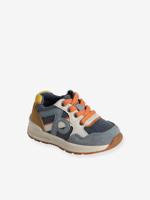 Babysneakers met veters en rits jeansblauw - thumbnail