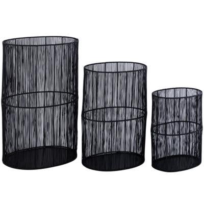 PTMD windlicht javi metaal zwart 50 cm set van 3 | 2 stuks