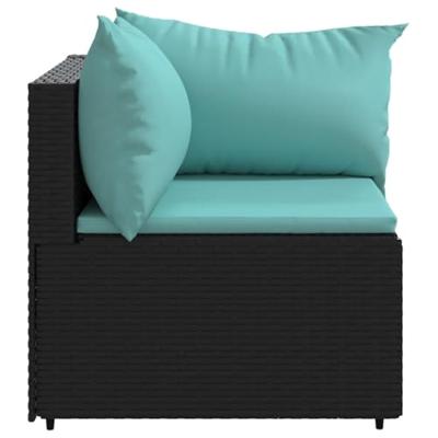Tuinhoekbanken met kussens 2 st poly rattan zwart - thumbnail