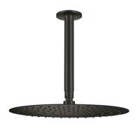 Hoofddouche Qisani Flow met plafonddouchearm Ø 25 cm Geborsteld Mat Zwart - thumbnail