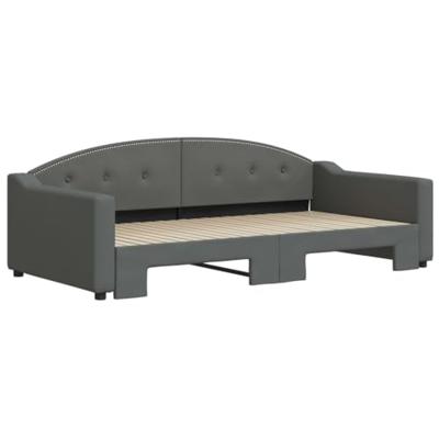 Slaapbank met onderschuifbed 100x200 cm stof donkergrijs