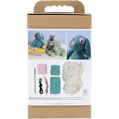 Creativ Company Hobbyset amigurumi, puppy, pastel roze, dark turquoise, 1 doos Creativ Company Hobbyset amigurumi, puppy, pastel roze, dark turquoise, 1 doos