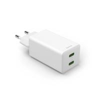 Hama Snellader + Kabel 2x USB-C PD/QC Mini-oplader 35W 1 m Wit - thumbnail