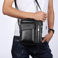 Universele Fashion Casual mannen schouder Messenger Bag handtas grootte: L (24 x 20 cm x 6cm)(Black) - thumbnail