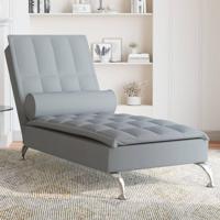 Massage chaise longue met bolster stof lichtgrijs - thumbnail
