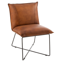 J-Line Fauteuil 'Vincenza' Leder, kleur Cognac - thumbnail
