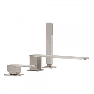 Badrandkraan Tres Cuadro Exclusive met Handdoucheset Lange Rechte Uitloop 22 cm RVS Tres Badrandkraan Tres Cuadro Exclusive met Handdoucheset Lange Rechte Uitloop 22 cm RVS Tres