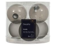 Kerstballen glas d6 cm zacht grijs 6 st Decoris - Decoris - thumbnail