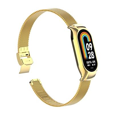 Milanese bandje met case - Goud - Xiaomi Smart Band 8 & 9 Milanese bandje met case - Goud - Xiaomi Smart Band 8 & 9