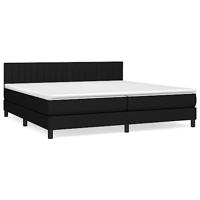 Boxspring met matras stof zwart 200x200 cm - thumbnail