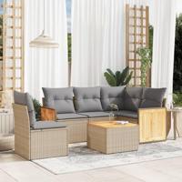 6-delige Loungeset met kussens poly rattan beige - thumbnail