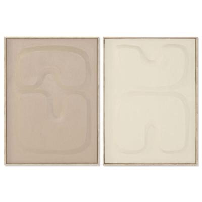 Schilderij Home ESPRIT Bruin Beige Abstract Scandinavisch 50 x 4,5 x 70 cm (2 Stuks)