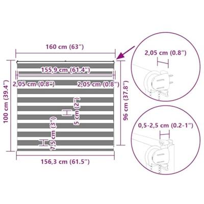 VidaXL Zebra rolgordijn 160x100 cm stofbreedte 155,9 cm donkergrijs VidaXL Zebra rolgordijn 160x100 cm stofbreedte 155,9 cm donkergrijs