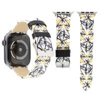Thorns afdrukken echte lederen horloge band voor Apple horloge serie 3 & 2 & 1 38 mm (goud) - thumbnail