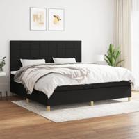 Boxspring met matras stof zwart 200x200 cm - thumbnail