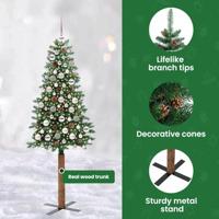 VidaXL Slanke kerstboom groen 180 cm pvc en massief dennenhout - thumbnail