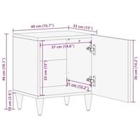 Nachtkastjes 2 st 40x33x46 cm massief mangohout lichtgrijs - thumbnail