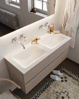 Mondiaz Vica 120cm badmeubel smoke 2 lades wastafel Cloud dubbel zonder kraangat - thumbnail