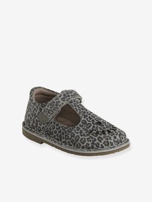 Leren meisjes sandalen kleutercollectie beige, bedrukt