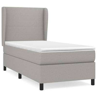 Boxspring met matras stof lichtgrijs 140x200 cm - thumbnail
