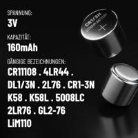 ABSINA CR1/3N lithium batterij 3V - batterij CR11108 lekvrij en met lange houdbaarheid - batterij CR1/3N met 160mAh - DL 1/3N, 2L76, batterij CR 1/3N, DL1/3N, CR1 3N, knoopcel CR1/3N 3V - thumbnail