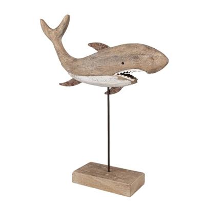 Clayre & Eef Decoratie Beeld Haai 37 cm Bruin Hout