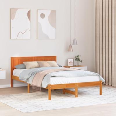 Bedframe Bruin 135 x 190 cm Massief grenenhout