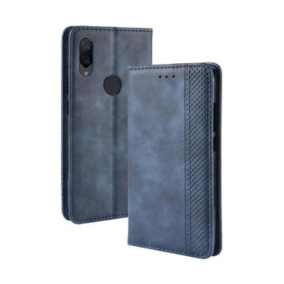 Magnetische Buckle retro textuur horizontale Flip lederen case voor Xiaomi Redmi Note 7 met houder & kaartsleuven & portemonnee (blauw)