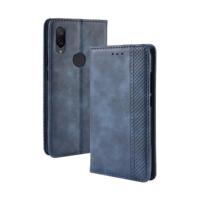Magnetische Buckle retro textuur horizontale Flip lederen case voor Xiaomi Redmi Note 7 met houder & kaartsleuven & portemonnee (blauw) - thumbnail