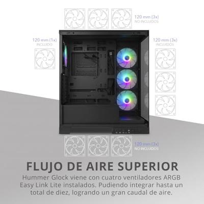 ATX Semi-toren doos Nox-Xtreme NXHUMMERGLOCKBK Zwart