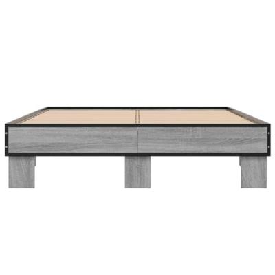 Bedframe bewerkt hout metaal grijs sonoma eiken 140x200 cm