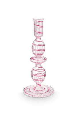 Pip Studio Kandelaar Glas Swirl Roze 20cm